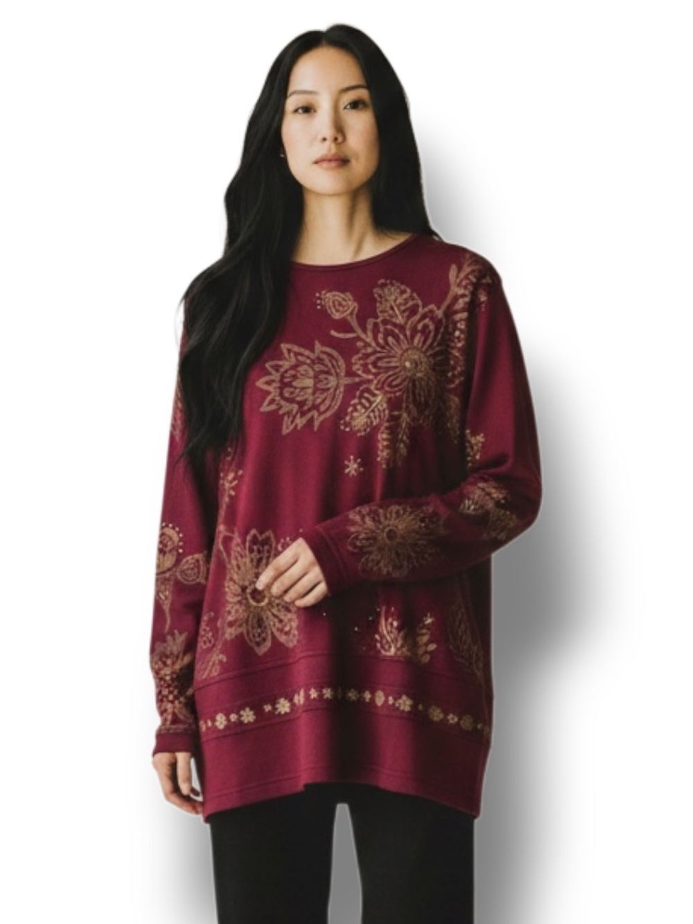 Cervelle Women’s Relaxed Long Sleeve Crew Neck Fine Knit Tunic Sweater VTG 90s L